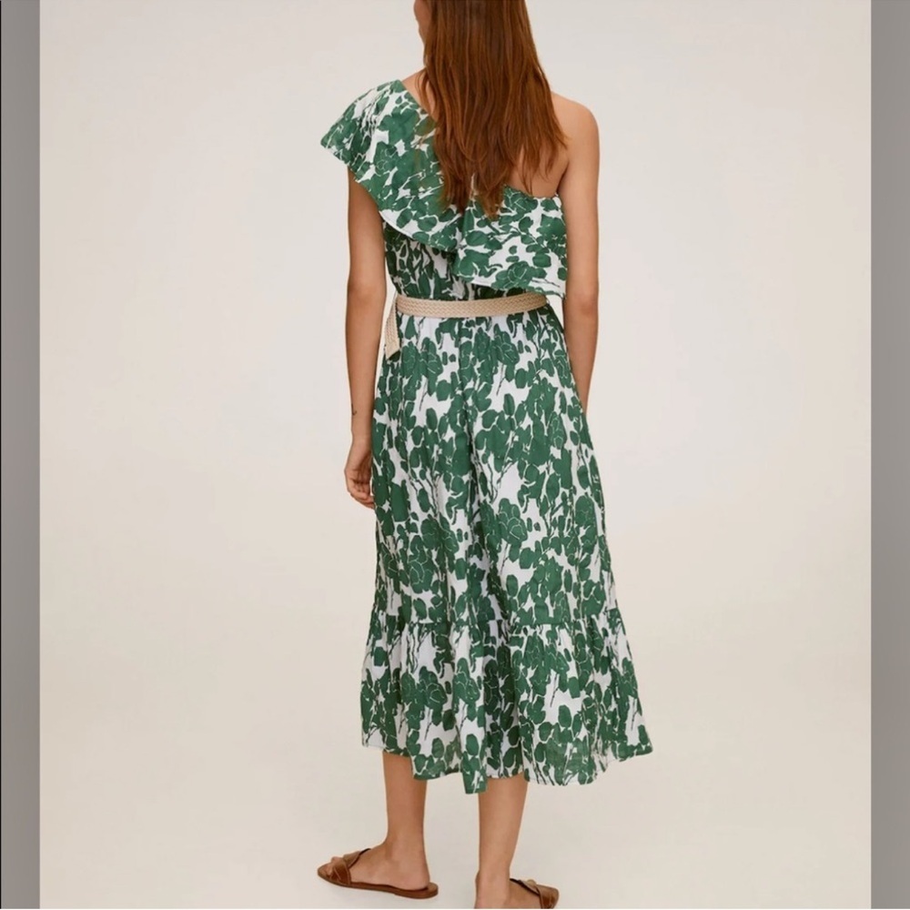 Mango One-Shoulder Green Leaf Dress - Picture 5 of 5